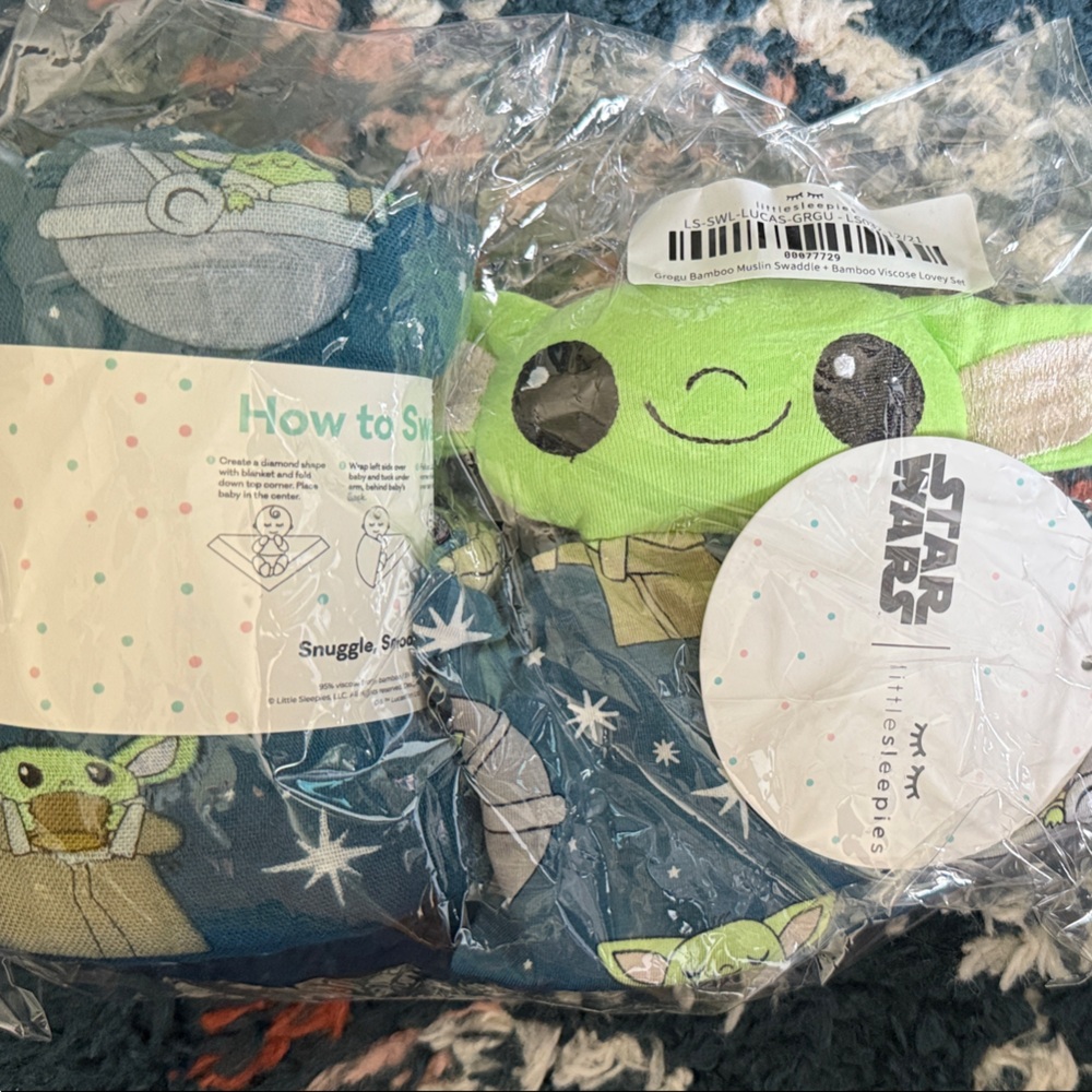 Little Sleepies x Star Wars Grogu muslin swaddle and lovey